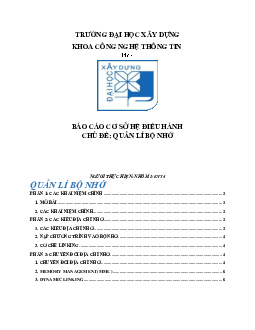 Bài báo cáo Cơ sở hệ điều hành đề tài "Quản lí bộ nhớ" | Đại học Xây dựng Hà Nội