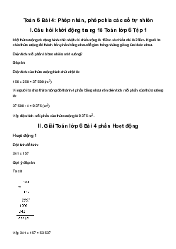 Giải Toán 6 Bài 4: Phép nhân, phép chia các số tự nhiên | Cánh diều