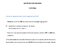 Lexicology - đề cương môn Tiếng Anh  | Học viện Nông nghiệp Việt Nam