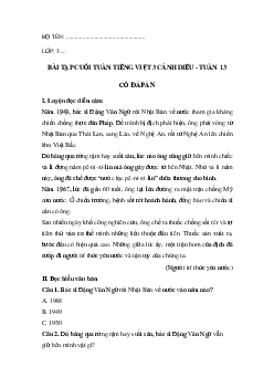 Bài tập cuối tuần tiếng Việt lớp 3 Cánh diều Tuần 13 cơ bản