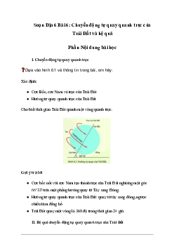 Giải Địa lí lớp 6 Bài 6: Chuyển động tự quay quanh trục của Trái Đất và hệ quả - Chân Trời Sáng Tạo