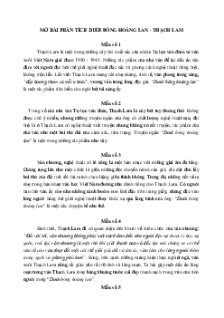 Mở bài phân tích "Dưới bóng hoàng lan" (Thạch Lam) Ngữ Văn 10 Chân Trời Sáng Tạo