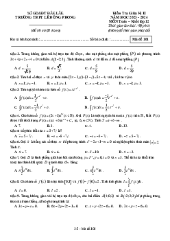 Đề giữa kì 2 Toán 12 năm 2023 – 2024 trường THPT Lê Hồng Phong – Đắk Lắk
