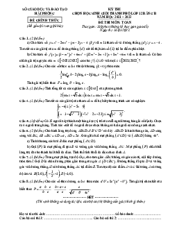 Đề chọn học sinh giỏi thành phố Toán 12 năm 2021 – 2022 sở GD&ĐT Hải Phòng