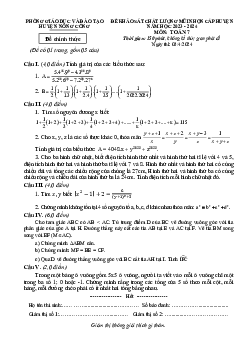 Đề KSCL mũi nhọn Toán 7 năm 2023 – 2024 phòng GD&ĐT Nông Cống – Thanh Hóa