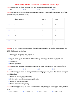 Bài tập trắc nghiệm về bảng tuần hoàn các nguyên tố hóa học Hóa 10 (có đáp án)