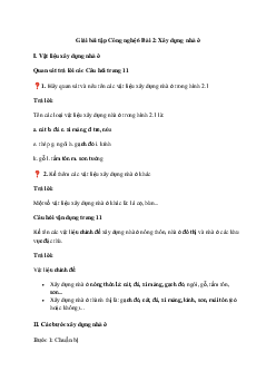 Giải Công nghệ 6 Bài 2: Xây dựng nhà ở | Cánh diều