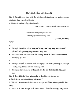 Soạn bài Thực hành tiếng Việt trang 12 - Chân trời sáng tạo