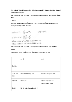 Giải bài tập Toán 12 chương 2: Bài ôn tập chương II - Hàm số lũy thừa. Hàm số mũ và hàm số logarit