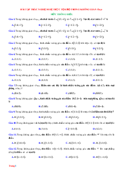 80 Câu Trắc Nghiệm Hệ Trục Tọa Độ Trong Không Gian Oxyz Thông Hiểu Có Đáp Án