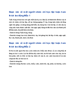 Hãy viết đoạn văn về một người chăm chỉ học tập hoặc ham thích lao động | Tập làm văn 4