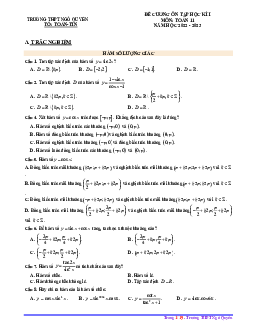 Đề cương học kỳ 1 Toán 11 năm 2022 – 2023 trường THPT Ngô Quyền – Đà Nẵng