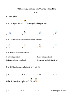 Phiếu bài tập cuối tuần lớp 4 môn Toán nâng cao Tuần 21 Cánh Diều