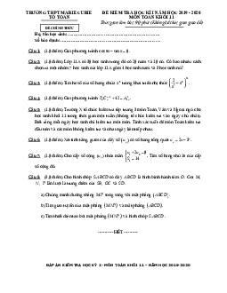 Đề thi HK1 Toán 11 năm 2019 – 2020 trường THPT Marie Curie – TP HCM