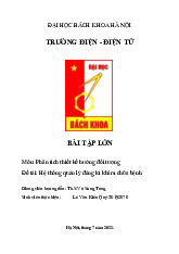 Bài tập lớn Phân tích hệ thống quản lý đăng kí khám chữa bệnh môn Phân tích thiết kế hướng đối tượng | Trường Đại học Bách Khoa Hà Nội