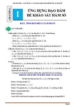 Chuyên đề tính đơn điệu của hàm số | Tài liệu ôn thi THPTQG môn Toán