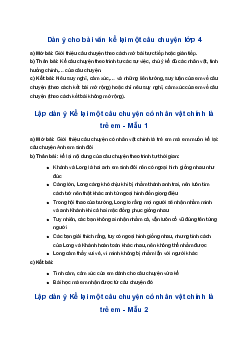 Lập dàn ý Kể lại một câu chuyện có nhân vật chính là trẻ em | Tập làm văn 4