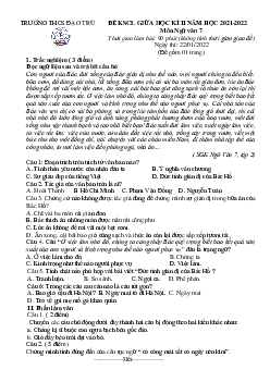 Đề thi giữa kì 2 Ngữ Văn 7 THCS Đạo Trù 2021-2022 (có đáp án và ma trận)