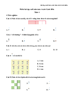 Phiếu bài tập cuối tuần lớp 4 môn Toán nâng cao Tuần 19 Cánh Diều