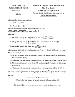Đề thi học kì 2 Toán 10 năm 2018 – 2019 trường THPT Chu Văn An – Hà Nội
