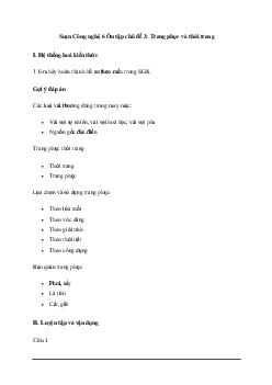 Giải Công nghệ 6: Ôn tập chủ đề 3: Trang phục và thời trang | Cánh diều