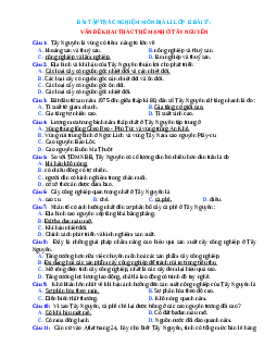 Trắc nghiệm Địa 12 bài 37 có đáp án: Vấn đề khai thác thế mạnh ở Tây Nguyên