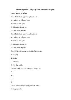 Đề thi học kì 1 môn Công nghệ lớp 7 | Chân trời sáng tạo