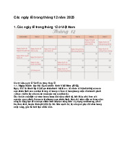 Các ngày lễ trong tháng 12 năm 2025