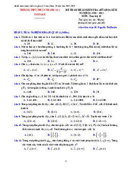 Đề tham khảo giữa kì 2 Toán 10 năm 2022 – 2023 THPT Thuận Thành 1 – Bắc Ninh