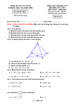 Đề cuối học kì 1 Toán 8 năm 2023 – 2024 trường THCS Nguyễn Huệ – Đắk Lắk