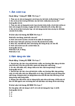 Giải SGK Tin học 7 Bài 12: Định dạng đối tượng trên trang chiếu| Kết nối tri thức