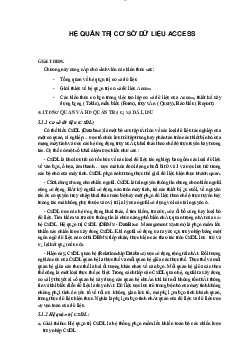 Nội dung bài giảng môn Cơ sở dữ liệu nội dung: Hệ quản trị cơ sở dữ liệu ACCESS
