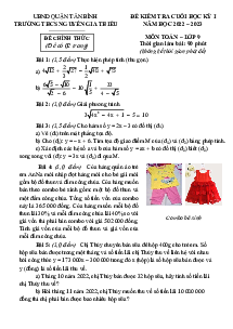 Đề cuối học kỳ 1 Toán 9 năm 2022 – 2023 trường THCS Nguyễn Gia Thiều – TP HCM