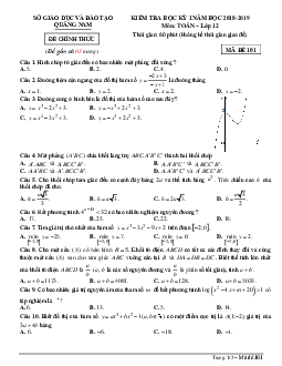 Đề thi HK1 Toán 12 năm học 2018 – 2019 sở GD và ĐT Quảng Nam