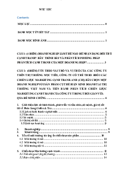 Bài tiểu luận đề tài Doanh nghiệp làm thế nào để nhận dạng đối thủ cạnh tranh