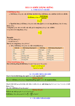 Chuyên đề KHTN 8 Kết nối tri thức bài 13 Khối lượng riêng