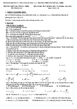 Đề cương học kì 1 Toán 10 năm 2021 – 2022 trường Nguyễn Gia Thiều – Hà Nội