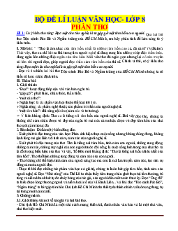 Bộ đề lí luận văn học lớp 8 phần thơ (có lời giải)