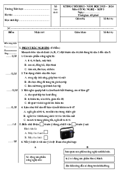Đề thi học kì 1 môn Công nghệ lớp 3 năm 2023 - 2024 (Đề 1) | Chân trời sáng tạo