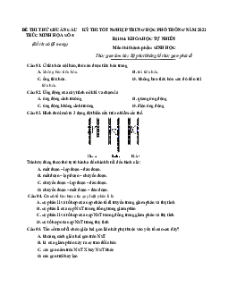 Đề thi thử theo cấu trúc Đề minh họa 2021 môn Sinh học có đáp án số 5