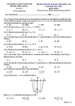 Đề thi thử TN THPT Quốc gia 2020 môn Toán trường THPT Cổ Loa – Hà Nội