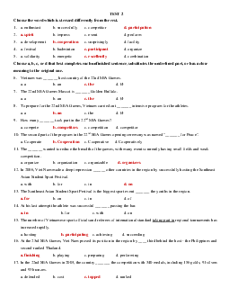 Bài tập Tiếng Anh 12 Unit 13 The 22nd Sea Games (có đáp án)