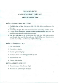 Nội dung ôn thi cao học quản lí giáo dục | Đại học Sư Phạm Hà Nội