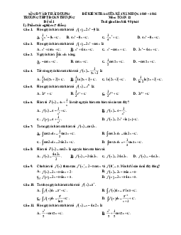 Đề thi giữa kỳ 2 Toán 12 năm 2020 – 2021 trường Đoàn Thượng – Hải Dương