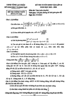 Đề thi vào lớp 10 môn Toán (chuyên) năm 2023 – 2024 sở GD&ĐT Lai Châu