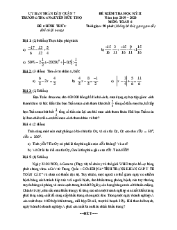 Đề thi HK2 Toán 6 năm 2019 – 2020 trường THCS Nguyễn Hữu Thọ – TP HCM