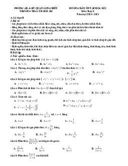 Ôn tập cuối kì 1 Toán 8 năm 2023 – 2024 trường THCS Thanh Am – Hà Nội