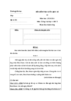 Đề thi Tiếng Việt giữa kì 2 lớp 4 sách Kết nối tri thức - Đề 6