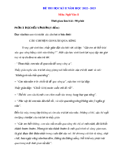 Bộ đề ôn thi HK 2 Ngữ văn 8 năm 2022-2023 (có đáp án)