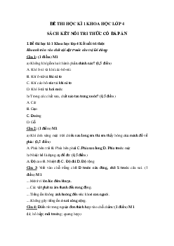 Đề thi Khoa học lớp 4 kì 1 Kết nối tri thức - Đề số 2